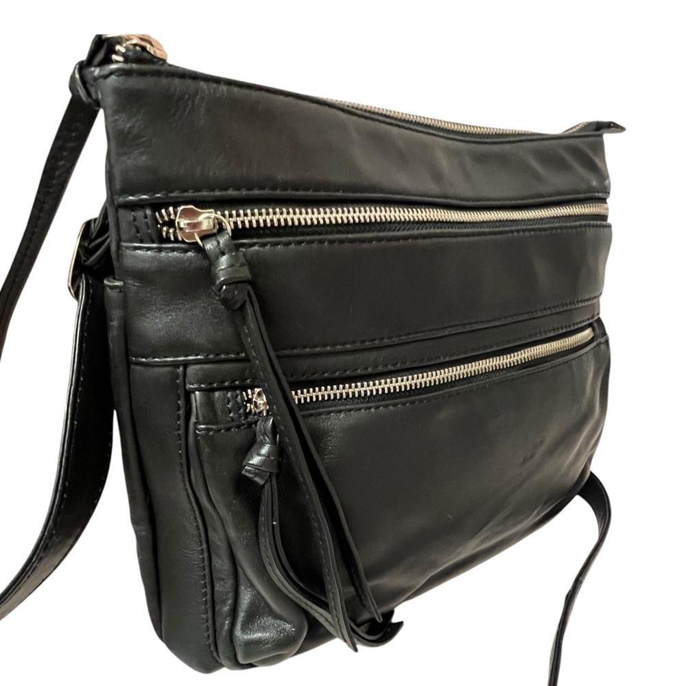 ili New York Black Genuine Leather RFID Crossbody Travel Everyday Purse - Picture 7 of 16